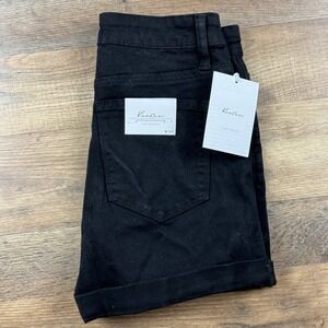 NWT KanCan Shorts Cuffed Estilo High Rise Distressed Denim Shorts‎ Black 7/27